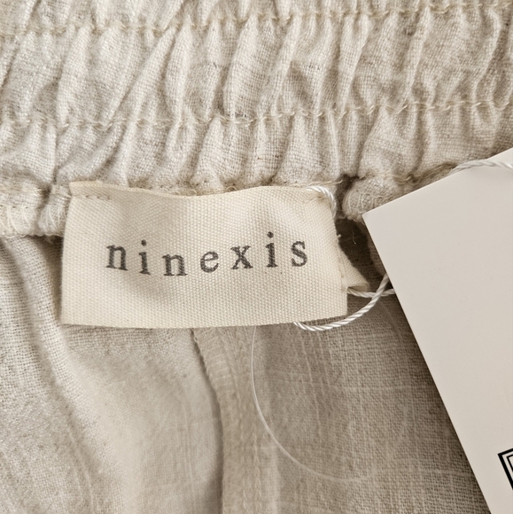 Ninexis Skirt 3X Plus Size Tiered Midi Green Cream Cotton & Linen Pockets NWT - Picture 3 of 12